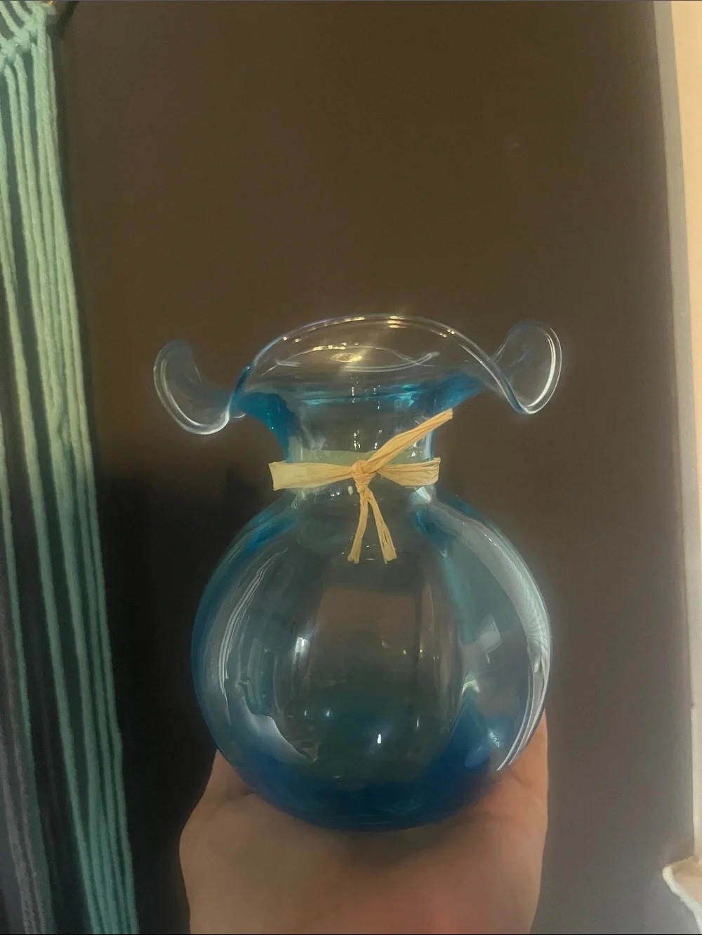 Vietri Hibiscus Glass Bud Vase, Aqua